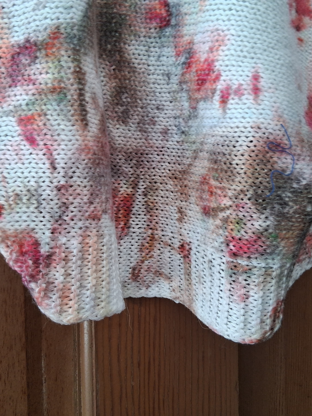 Lightweight Floral Knit Poncho Sweater - White & Pink - Picture 4 of 6